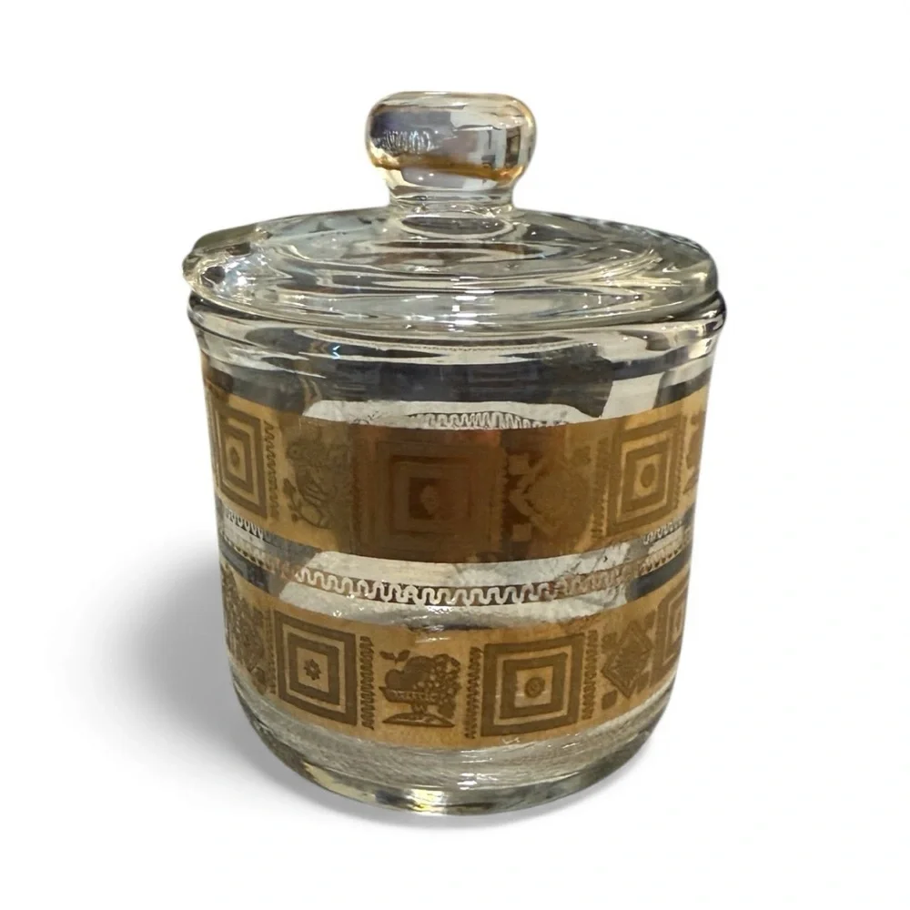 Elegant Clear Glass with‎ Gold Accents Vase w/Lid